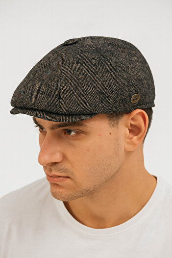 ZERAMİNE Wool Textured Men's Cap – Classic Newsboy Model