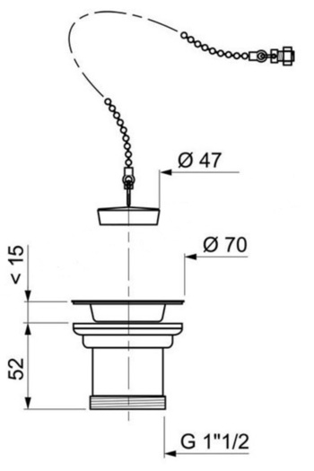 Other 6/4" sink drain with stopper and chain
