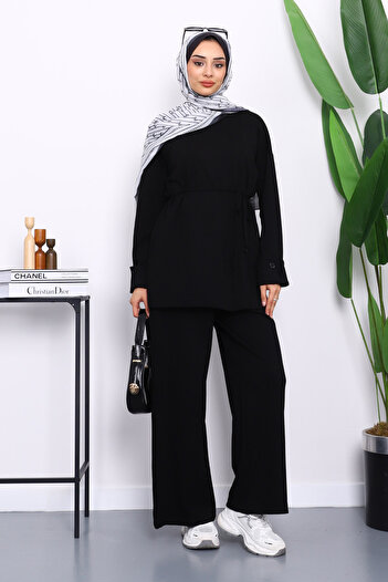 İmajButik Modal Suit with Black Button Detailed Tunic Pants