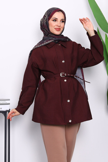İmajButik Plum Buttoned Zippered Tunic
