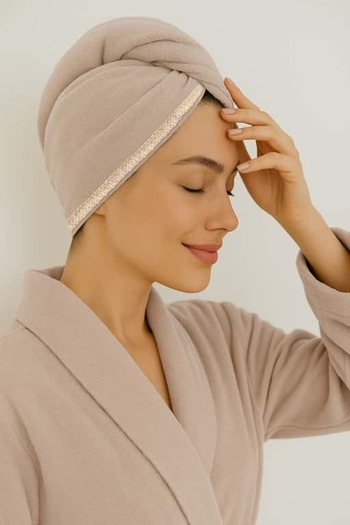 Ellia Soft Hair Dantelli Thick Inner Bamboo |   Boxed Hair Drying Cap |   Hair Towel |   Hair Drying Towel