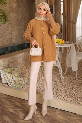 İmajButik Μαλακή ζακέτα Angora με γιακά βιζόν