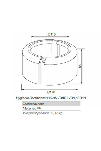Other Rosette for toilet pipe, high, divided