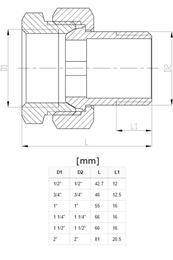 Other Brass straight union 1/2”