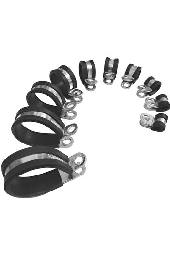 Other 10pcs x 21mm Rubber Lined Cable P-Clips Steel Hose P Clamps