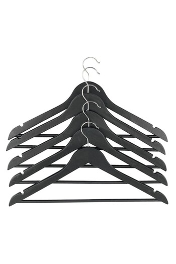 OEM Set 5 wooden hangers, 46cm, black