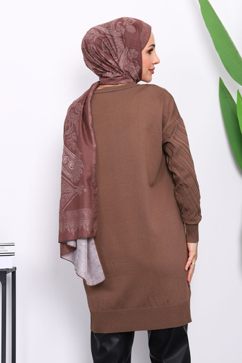 İmajButik Dark Mink Mercerized Cold Yarn Knitwear Tunic