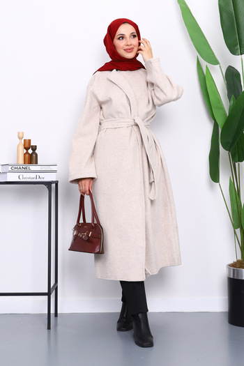 İmajButik Stone Belted Cashmere Coat