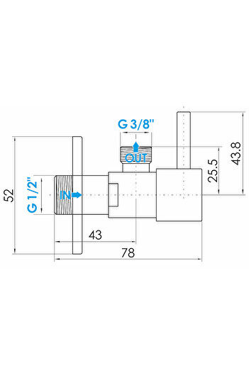 Other Black angle shut-off valve 1/2"x3/8"", ceramic heads