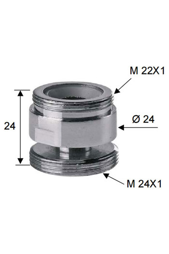 Other Adjustable Faucet Aerator Adapter M22 to M24 Brass