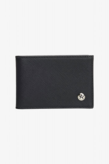 ALTINYILDIZ CLASSICS Men's Black 100% Leather Card Holder