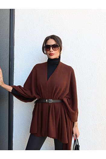 ESRAHELVACI Belted Knitwear Shawl Poncho