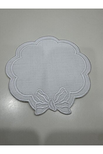 İNCİ ÇEYİZ 6 Pieces of Ribbon Embroidered Coffee Side Cocktail Napkins & Coasters.