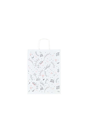 Papette Set of 100 Kraft Paper Bags with Pattern 3 Floral 24 x 31(H) x 10cm