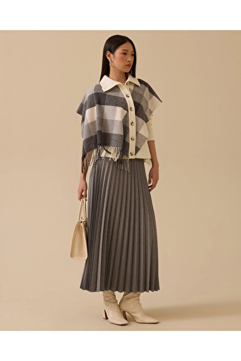 SCL Shawl-Looking Plaid Patterned Knitwear Cardigan