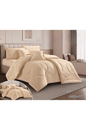 Roshen Luxurious winter velvet double bed sheet set with an elegant design and a material that gives you warmth and comfort, 6 pieces, size 240x220 cm
