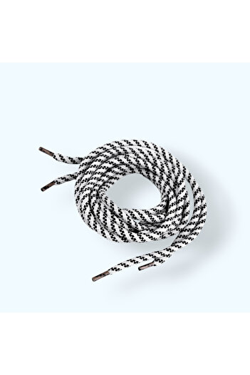 Crisalida Set of 2 round polyester shoelaces for sports shoes 0.5 x 130 cm, Black and white