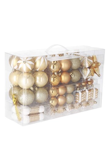 SERSIMO Christmas baubles and decorations set, 77 pieces, various sizes, gold