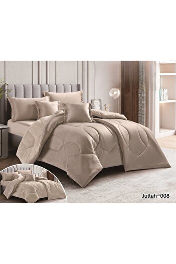 Roshen Luxurious winter velvet double bed sheet set with an elegant design and a material that gives you warmth and comfort, 6 pieces, size 240x220 cm