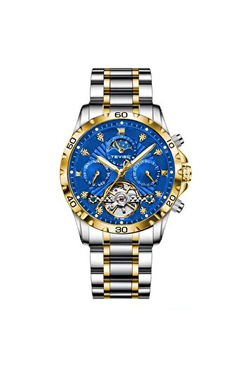 Tevise Men's Watch Mechanical Automatic Business Analog Elegant Silver/Blue