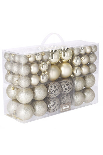 SERSIMO Christmas bauble set, 100 pieces, 3-6cm, gold