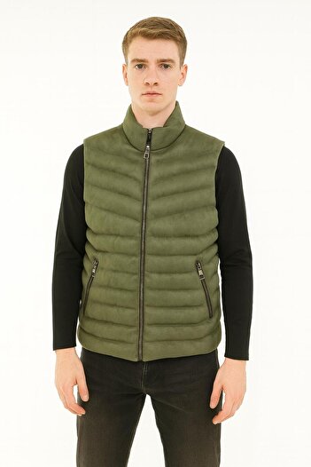 CLASSİCS MEN Rc Moon Zippered Men's Slim Fit Suede Vest 7392
