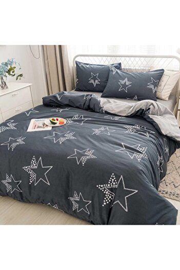 Casa de Vis Set lenjerie de pat dublu, 230 x 220 cm, bumbac satinat, 4 piese,