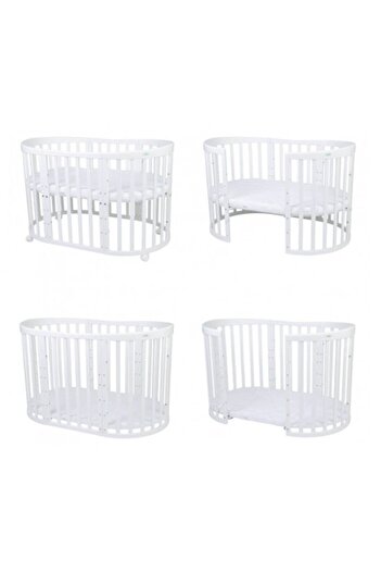 Waldin Oval Evolutionary Baby Crib, Multifunctional, 7in1, Included Mattresses, Convertible, Changing Table