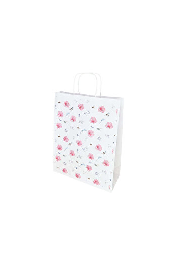Papette Set of 100 Kraft Paper Bags with Pattern 14 Floral 24 x 31(H) x 10cm