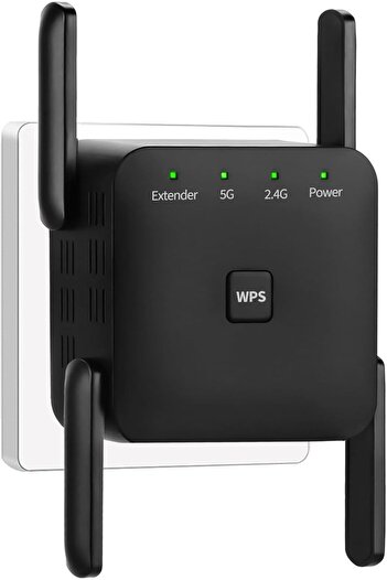 Ponicozy Dual-Band WiFi Range Extender 1200Mbps from Ponicozy, Long-Range WiFi Booster with 4 High-Gain Anten