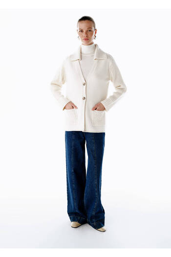 Knitss Cream Organic Cotton Cashmere Blend Knitwear Cardigan