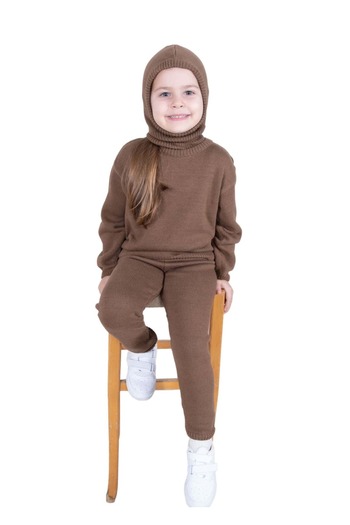 Ozmoz By Mukadder Özden Organic Cotton Winter Brown Unisex Tiny Children's Knitwear Sweater