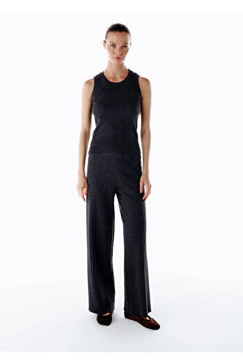 Knitss Sleeveless Extrafine Merino Wool Blend Knitwear Top Dark Gray