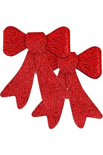 SERSIMO Set of 2 Christmas tree ornaments, bow, 18cm, red