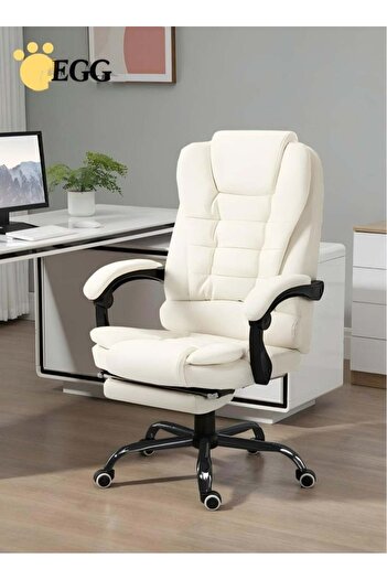 EGG Ergonomic Office Desk Computer Chair PU Leather Swivel Adjustable Height High-Back Reclining Cha