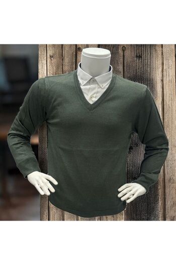 GÖMLEK GALERİSİ Men's Regular Fit Plain V-Neck Wool Knit Sweater