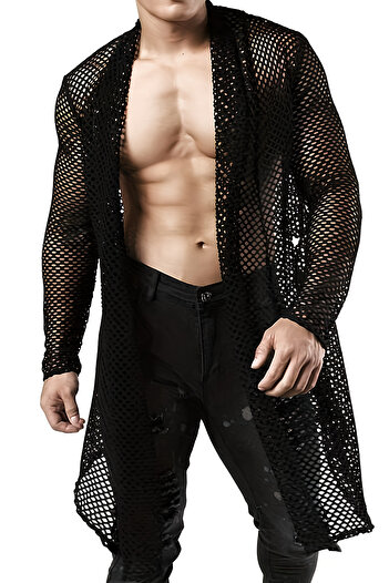 Angels Passion Mesh Men's Kimono, Long Men's Mesh Kimono, Men's Kimono over Harness