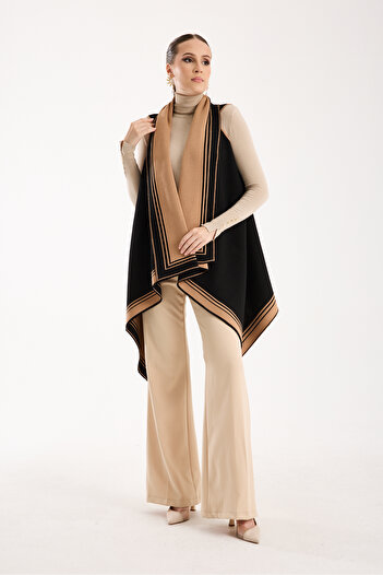 OCEAN KNITWEAR Black Milk Coffee Double-Sided Vest