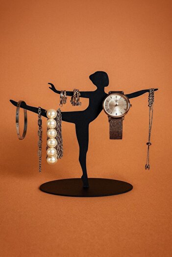 VENON Metal Black Ballerina Jewelry Stand Earring Holder Bracelet Necklace Set Jewelry Organizer Hanger 18*21*7 cm