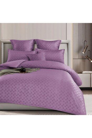 Casa de Vis Double Bed Sheet Set, Satin Cotton, 180 x 200 cm, 6 pieces, with elastic, purple, Casa de Vis, T4-12
