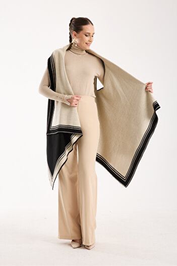 OCEAN KNITWEAR Black Beige Double-Sided Vest