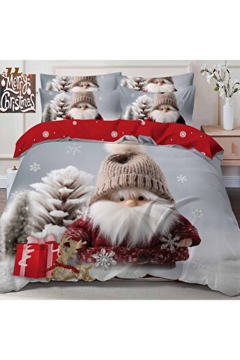 Casa de Vis Double Bedding Set, 6 Pieces, Satin Cotton, 220 x 230 cm, Red,