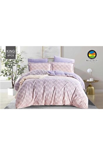 PROMISE Blue Green Double-Sided Velvet King Comforter Set, 6 Pieces