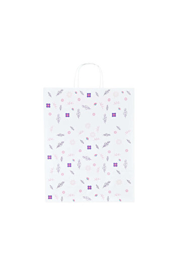 Papette Set of 100 Kraft Paper Bags with Pattern 2 Floral 32 x 41(H) x 12cm
