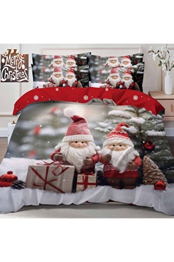 Casa de Vis Double Bedding Set, 6 pieces, Satin Cotton, 220 x 230 cm, Red,