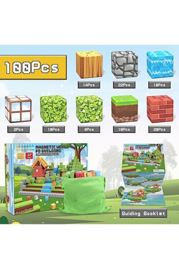 xpress sales Magnetic Construction Set 100 Pieces, MOSMAOO®, 3D, Blocks