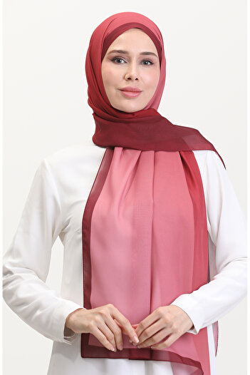 sefamerve Digital Chiffon Shawl 70262-09 Burgundy