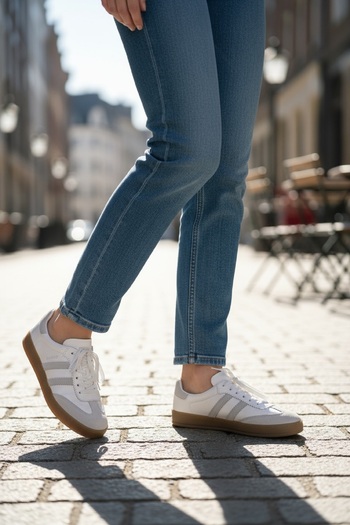 akerler Women's White Genuine Leather Sneakers Bty661