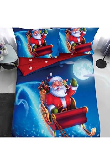 Casa de Vis Set bed linen, 1 person, 140 x 200 cm, multicolor, satin cotton, 4 pieces, winter motifs