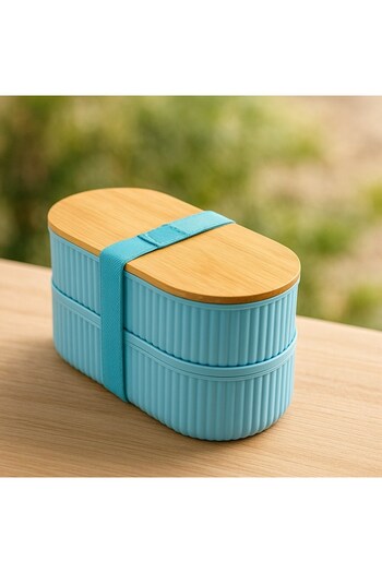Brillant Storage and Lunch Box Br-6689 (3504) 2-Piece Bamboo Blue